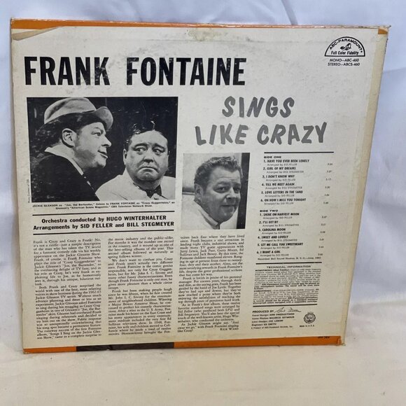 Frank Fontaine Sings Like Crazy (Vinyl, 1963) ABC-Paramount ABCS 460 VG+ LP - Picture 3 of 8